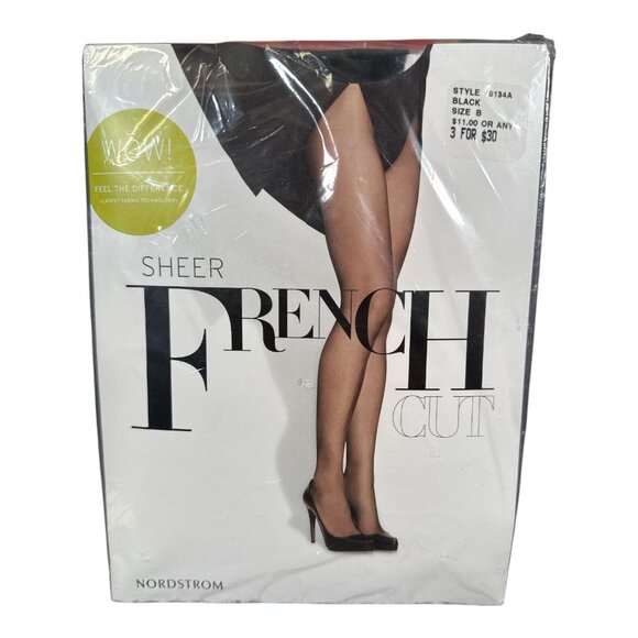 Nordstrom NPG French STW Pantyhose Size B Black Everyday Sheer French Cut - Picture 1 of 4